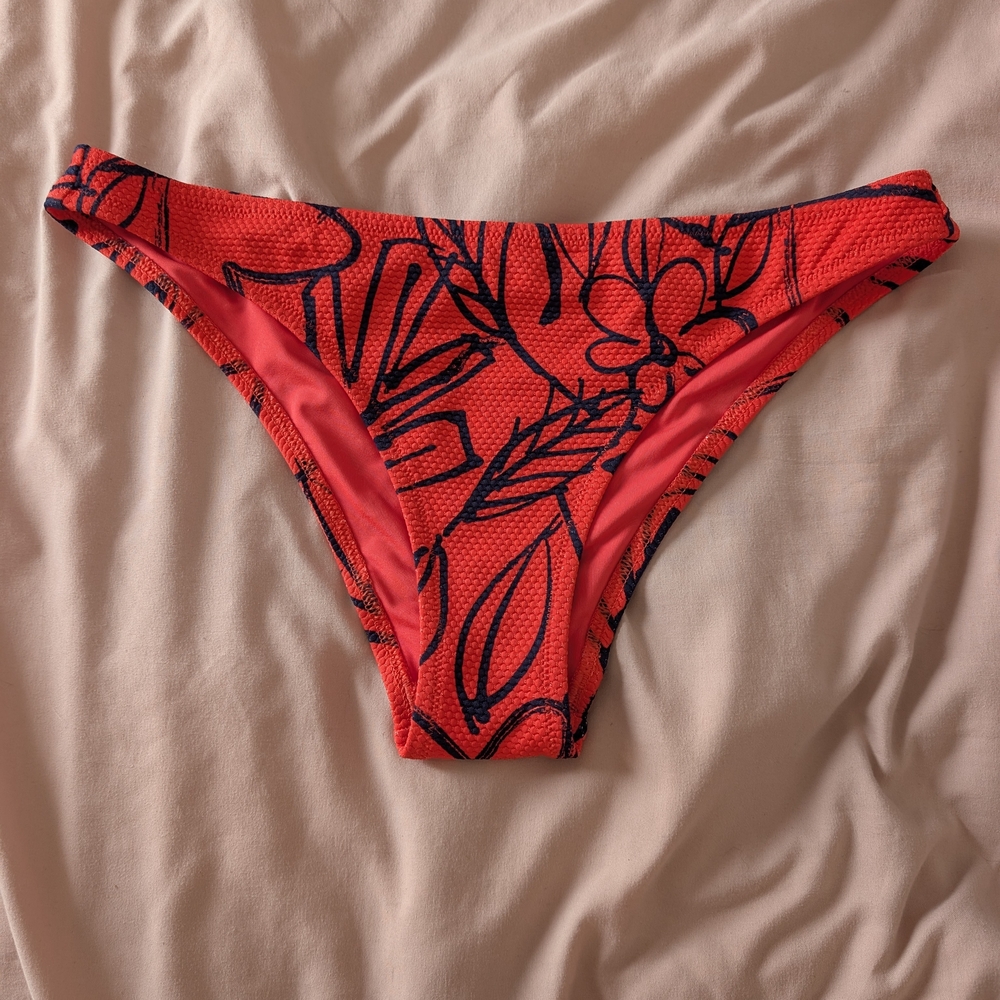 Aerie Hot Bright Cherry Floral Bikini Bottom